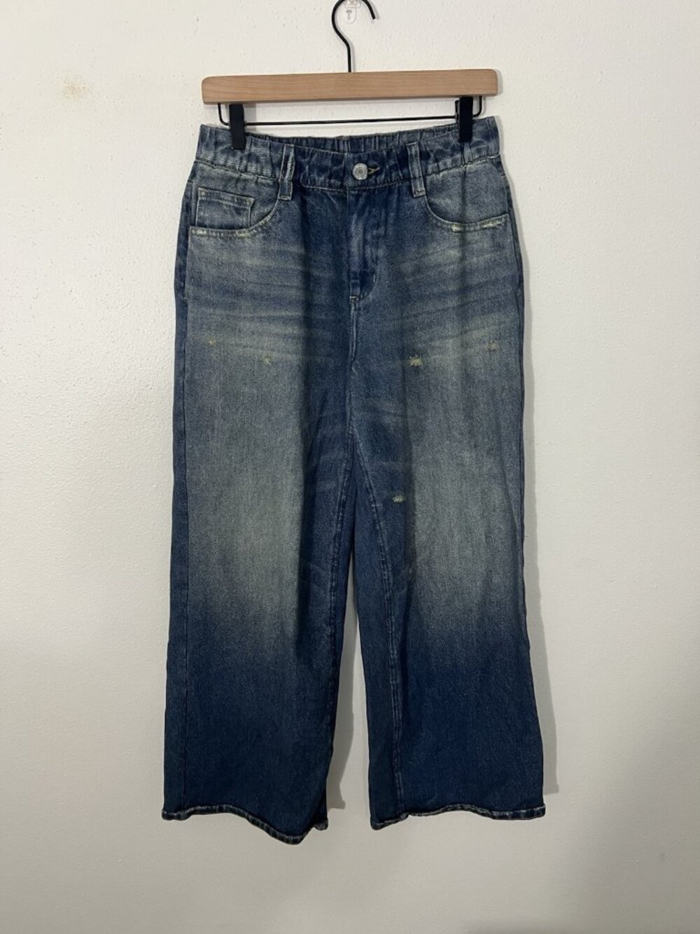 Halara Pull On Stretch Wide Leg Jeans Size Medium Distressed Print